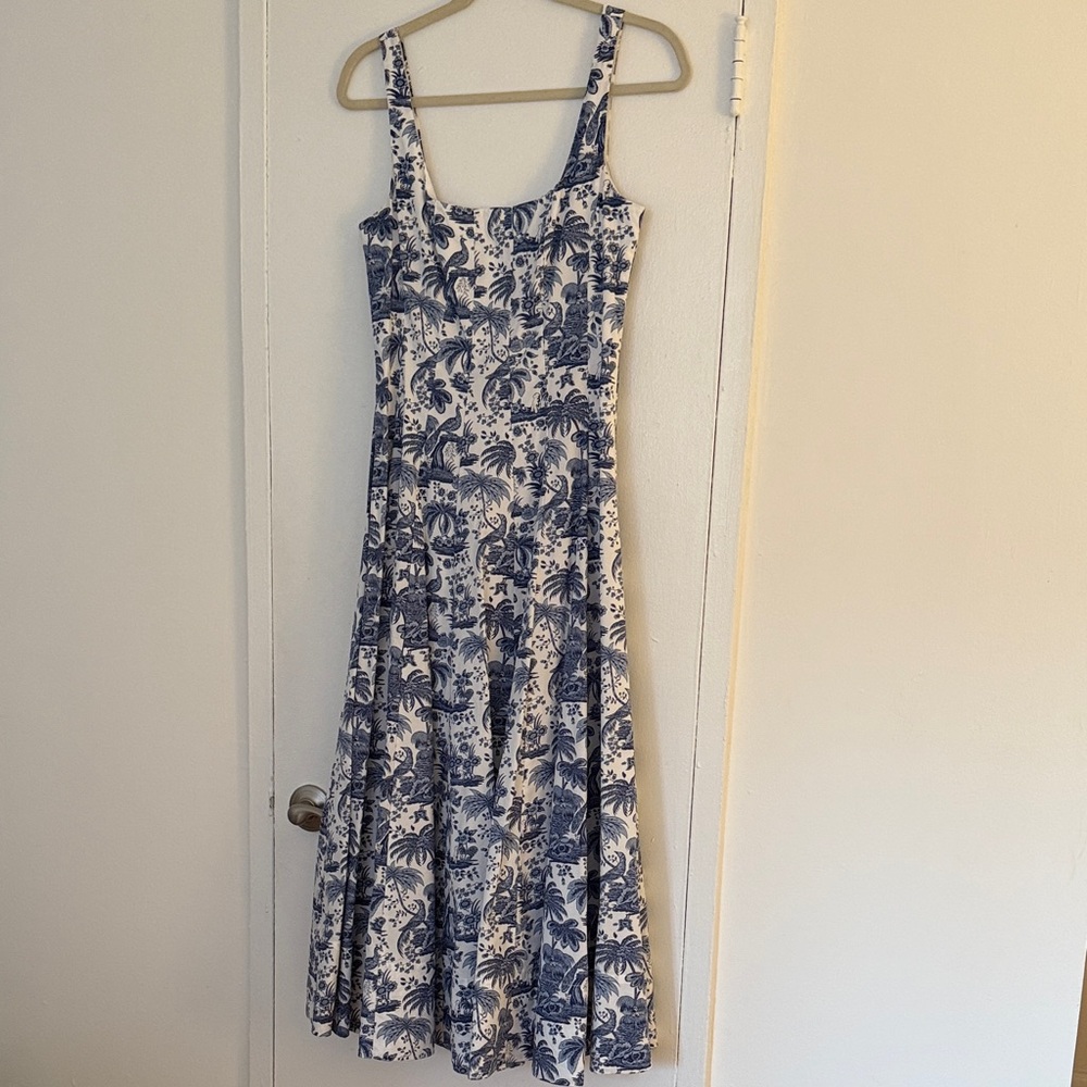 STAUD Blue and White Printed Maxi Dress - Picture 3 of 8